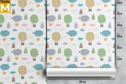 Wallpaper Decorations and Patterns Airplanes Rockets Hot Air Balloons