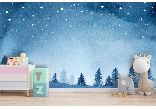 Carta da Parati bambini paesaggio foresta neve 2