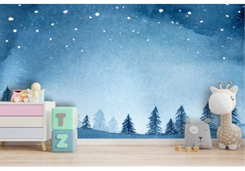 Carta da Parati bambini paesaggio foresta neve 2