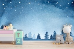 Carta da Parati bambini paesaggio foresta neve