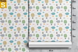 Children's Wallpaper Decorations and Patterns Rockets Airplanes Hot Air Balloons