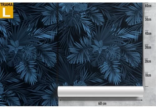 Carta da Parati natura foglie tropicali blu. 2