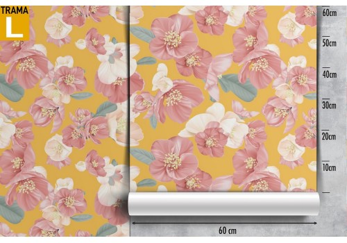 Carta da Parati natura pattern fiori bianchi e rosa. 2