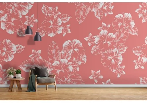 Carta da Parati natura pattern fiori rosa.