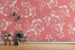 Carta da Parati natura pattern fiori rosa.