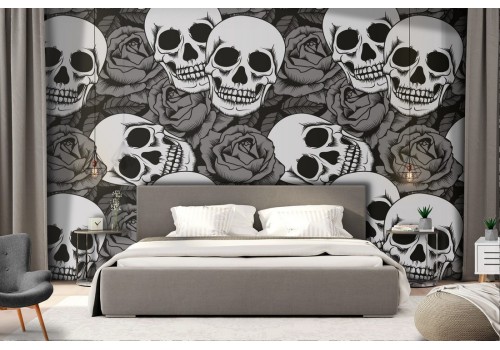 Wallpaper pattern skulls and roses.