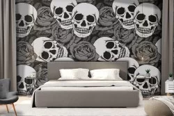 Wallpaper pattern skulls and roses.