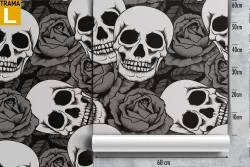 Wallpaper pattern skulls and roses.