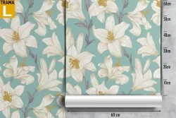 Carta da Parati raffinati fiori bianchi natura pattern.