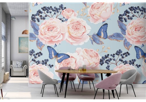 Vintage nature roses wallpaper pattern.