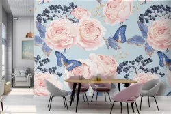 Vintage nature roses wallpaper pattern.