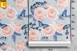 Carta da Parati rose natura vintage pattern.