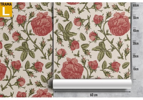 Carta da Parati rose rosse vintage natura. 2