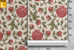 Carta da Parati rose rosse vintage natura.