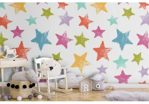 Polka dot stars wallpaper children's decoration.