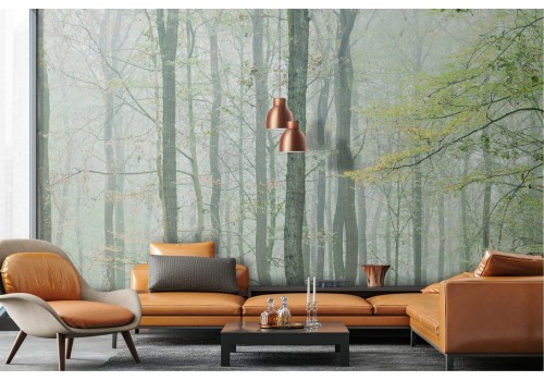 Green forest woods wallpaper illustration 2