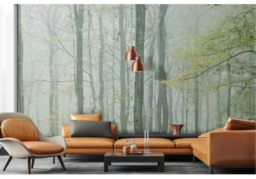 Green forest woods wallpaper illustration 2