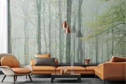 Green forest woods wallpaper illustration