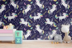 Unicorn wallpaper children's fantasy decoration.