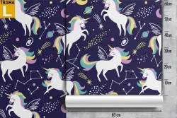 Carta da Parati unicorni decorazione fantasy bambini.