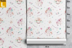 Carta da Parati unicorni fantasy decorazione bambini.