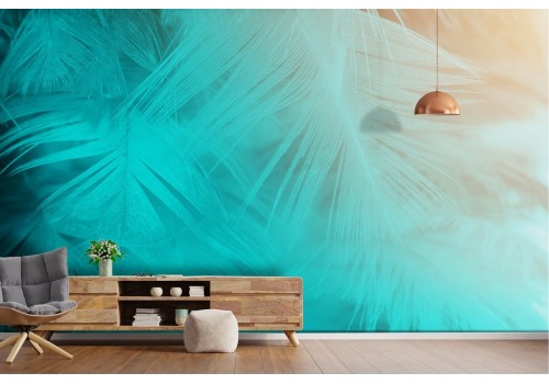 Abstract tropical leaves wallpaper in blue