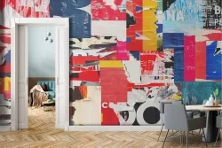 Carta da Parati manifesti vintage scritte