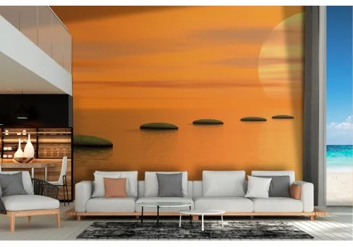 Carta da Parati paesaggio oceano tramonto zen