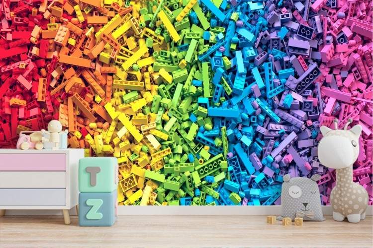 Carta da parati mattoni LEGO bambini e adesivi murali