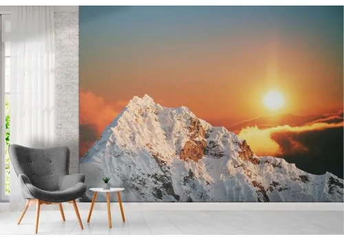 Carta da Parati paesaggio picco montagna con neve 2