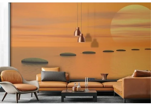 Carta da Parati paesaggio oceano tramonto zen 2