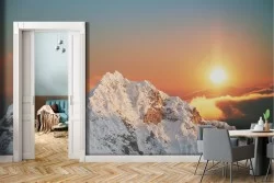 Wallpaper Dawn Sunset Mountain Snow