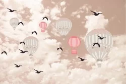 Children's Wallpaper Rockets Airplanes Hot Air Balloons