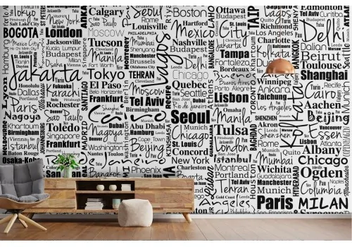 Wallpaper decoration city writings