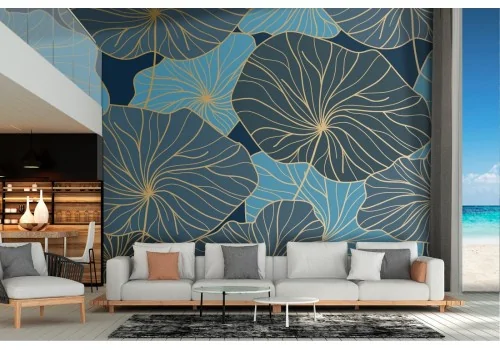 Large stylized tropical leaves wallpaper