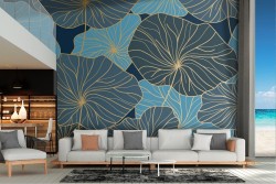 Carta da Parati foglie tropicali stilizzate grandi