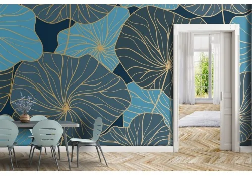 Tropical stylized large leaves wallpaper 2