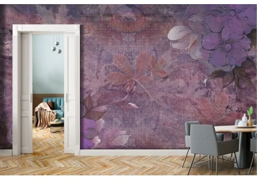 Carta da Parati natura foglie e fiori viola astratti