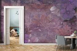 Carta da Parati natura foglie e fiori viola astratti