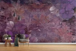 Carta da Parati natura foglie e fiori viola astratti