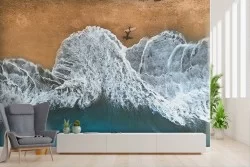 Carta da Parati oceano onde sulla spiaggia