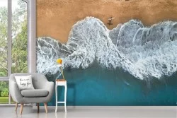 Carta da Parati oceano onde sulla spiaggia