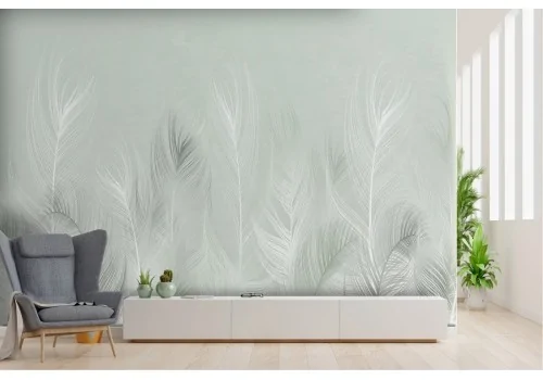 Carta da Parati foglie tropicali astratte fondo verde