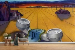 Dali style modern painted wallpaper