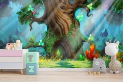 Fantasy forest landscape wallpaper for children