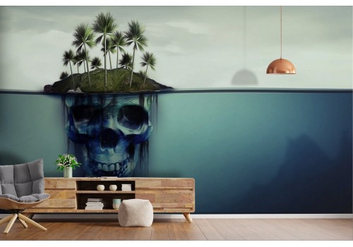 Wallpaper illustration island with dark skulls