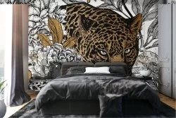 Wallpaper flowers and cheetah abstract nature