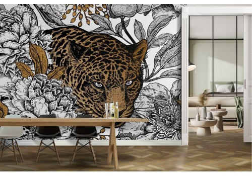 Wallpaper flowers and cheetah abstract nature 2