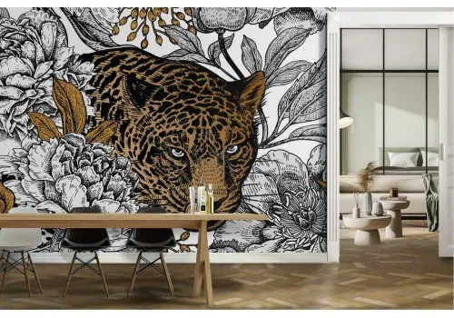 Wallpaper flowers and cheetah abstract nature 2