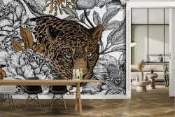 Wallpaper flowers and cheetah abstract nature